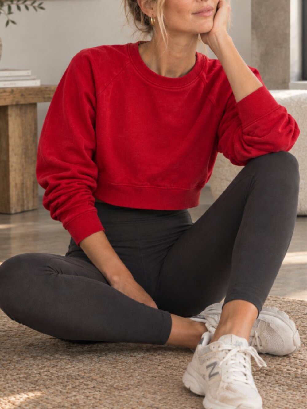 Ryderwear Red Crop Pullover Sweatshirt Gym Fitness Hoodie Athleisure Athletic